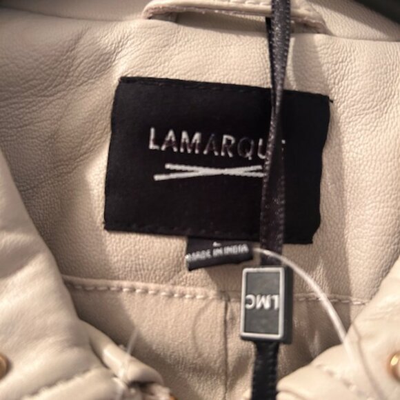 Anthropologie x Lamarque Gali Bone Leather Lined Studded Short Zip Jacket NEW L - Picture 3 of 16